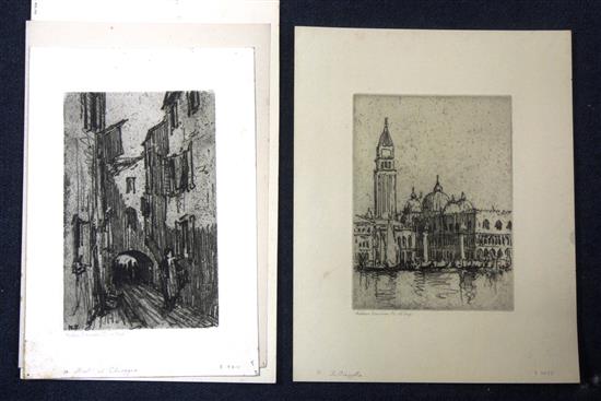 Nelson Dawson (1859-1941) Views of Venice, largest overall 14.5 x 10.5in., unframed